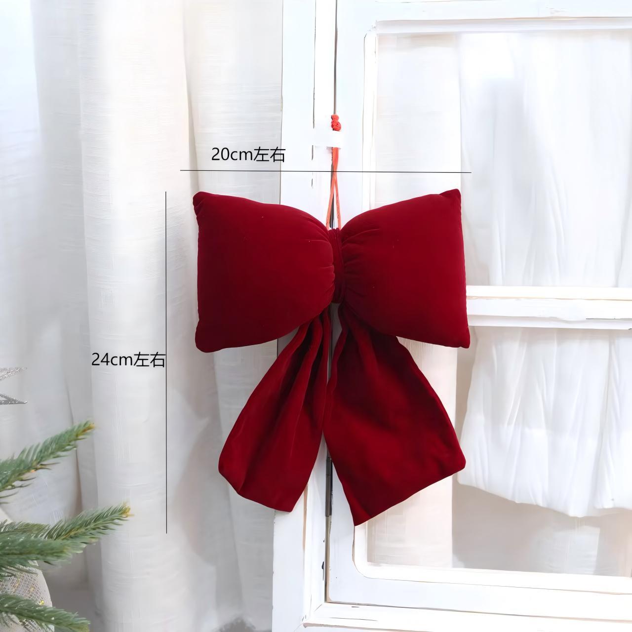 Christmas decoration red velvet bow Christmas tree burgundy pendant three-dimensional large decorative bow