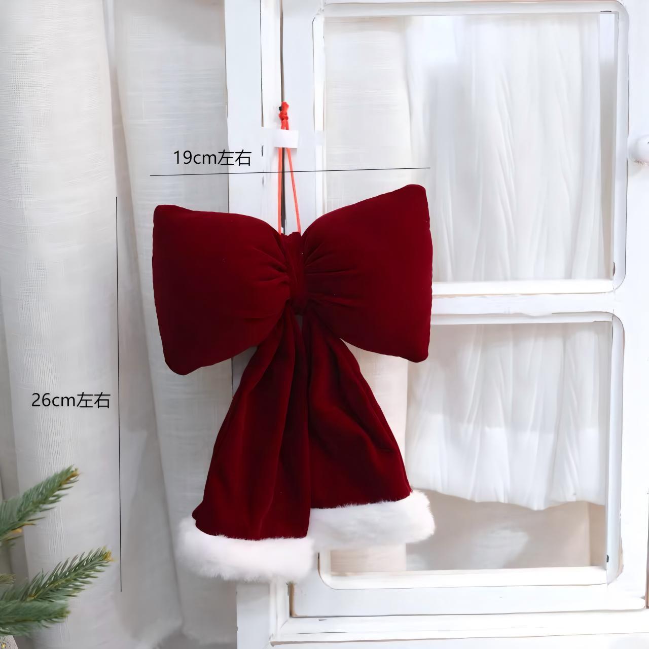 Christmas decoration red velvet bow Christmas tree burgundy pendant three-dimensional large decorative bow