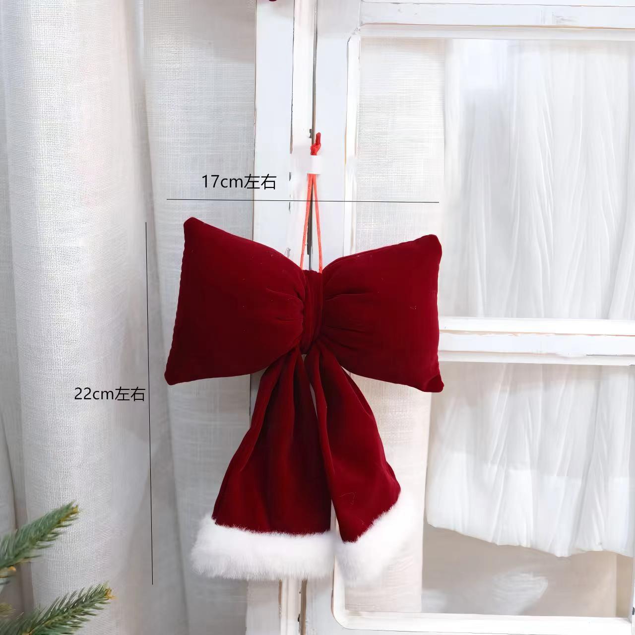Christmas decoration red velvet bow Christmas tree burgundy pendant three-dimensional large decorative bow